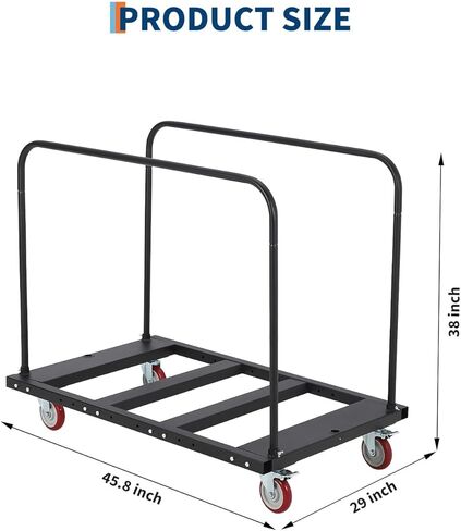 Folding Table Cart, 1800LBS Capacity Heavy Duty Steel Table Dolly with 5" PU Swivel Wheels, Adjustable Drywall Dolly Cart with Locking System for Party, Event, Hotel, Warehouse in Saudi Arabia