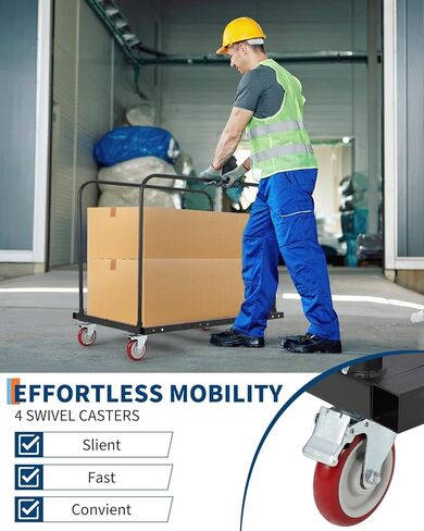Folding Table Cart, 1800LBS Capacity Heavy Duty Steel Table Dolly with 5" PU Swivel Wheels, Adjustable Drywall Dolly Cart with Locking System for Party, Event, Hotel, Warehouse in Saudi Arabia
