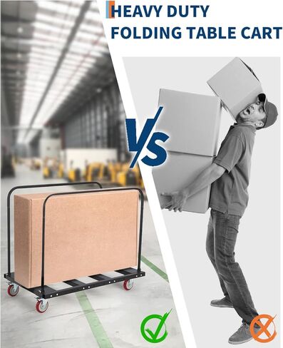 Folding Table Cart, 1800LBS Capacity Heavy Duty Steel Table Dolly with 5" PU Swivel Wheels, Adjustable Drywall Dolly Cart with Locking System for Party, Event, Hotel, Warehouse in Saudi Arabia