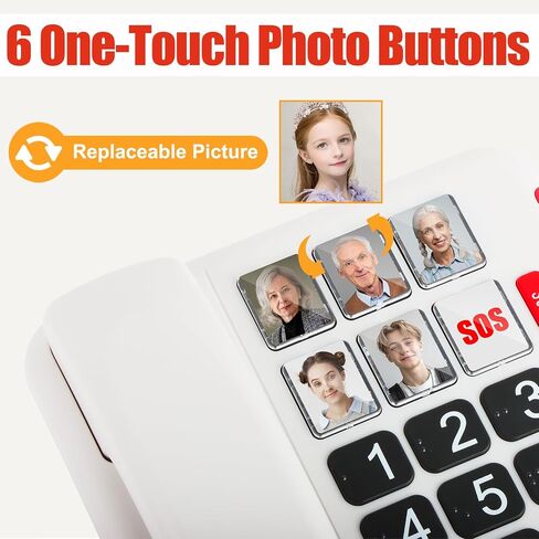 Uvital Big Button Phone for Seniors, Landline Phone for Elderly with Big Buttons, 3 One-Touch Speed Dial Keys, Visual Ringer, Adjustable Volume, Ideal for Visually Impaired Users in Kuwait