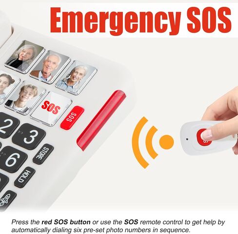 Uvital Big Button Phone for Seniors, Landline Phone for Elderly with Big Buttons, 3 One-Touch Speed Dial Keys, Visual Ringer, Adjustable Volume, Ideal for Visually Impaired Users in Kuwait
