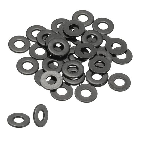 Patikil 10# غسالات مسطحة 1/4 "ID x 1/2" OD ، 50 PCS 304 غسالات معدنية من الفولاذ المقاوم للصدأ الفولاذ المقاوم للصدأ فاصل مسطح كهربي للبراغي والبراغي ، الأسود in Saudi Arabia