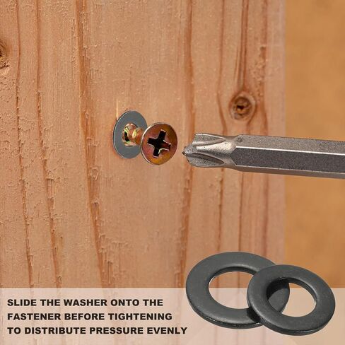 Patikil 10# غسالات مسطحة 1/4 "ID x 1/2" OD ، 50 PCS 304 غسالات معدنية من الفولاذ المقاوم للصدأ الفولاذ المقاوم للصدأ فاصل مسطح كهربي للبراغي والبراغي ، الأسود in Saudi Arabia