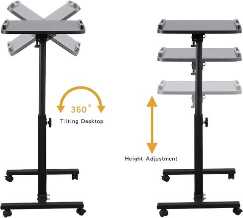 Laptop Desk Mobile Adjustable Height Bed Lap Laptop Stand for Couch Rolling Computer Desk, Movable Desk with Wheels Portable Table for Hospital and Home Use in Saudi Arabia
