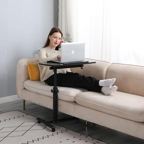 Laptop Desk Mobile Adjustable Height Bed Lap Laptop Stand for Couch Rolling Computer Desk, Movable Desk with Wheels Portable Table for Hospital and Home Use in Saudi Arabia