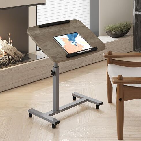 Laptop Desk Mobile Adjustable Height Bed Lap Laptop Stand for Couch Rolling Computer Desk, Movable Desk with Wheels Portable Table for Hospital and Home Use in Saudi Arabia