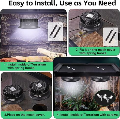 UVB Light for Reptiles, UVA UVB Reptile Light Fixture with Timer LED UVB Bulb for Bearded Dragon Gecko Turtle Chameleon Lizard Snake, Adjustable Brightness UVB Lamp for Reptile Tank Accessories, Black in Saudi Arabia
