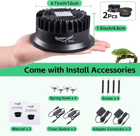 UVB Light for Reptiles, UVA UVB Reptile Light Fixture with Timer LED UVB Bulb for Bearded Dragon Gecko Turtle Chameleon Lizard Snake, Adjustable Brightness UVB Lamp for Reptile Tank Accessories, Black in Saudi Arabia