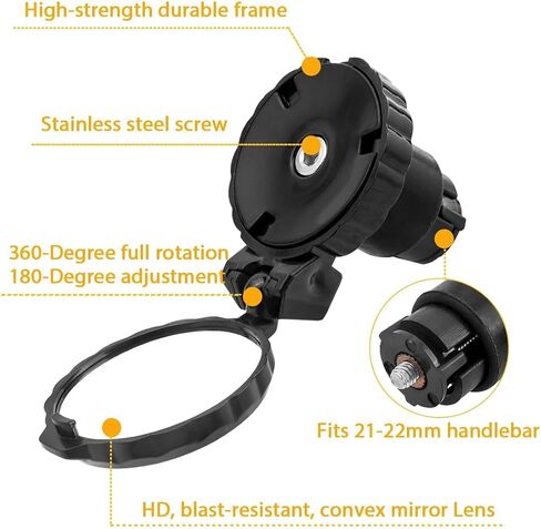 2 Pcs Mini Bar End Bike Mirrors, 360 Degree Adjustable Bicycle Rear View Mirror, HD Glass Convex Lens, Black in Saudi Arabia