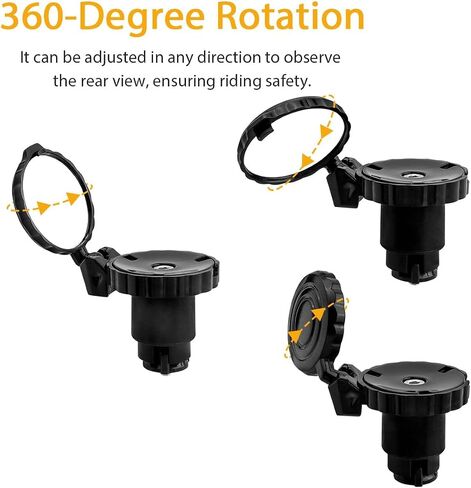 2 Pcs Mini Bar End Bike Mirrors, 360 Degree Adjustable Bicycle Rear View Mirror, HD Glass Convex Lens, Black in Saudi Arabia