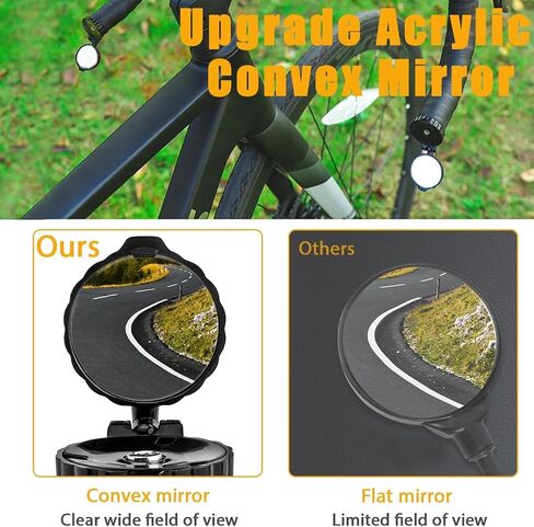 2 Pcs Mini Bar End Bike Mirrors, 360 Degree Adjustable Bicycle Rear View Mirror, HD Glass Convex Lens, Black in Saudi Arabia