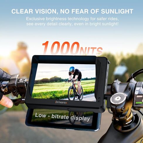 Bike Rear View Mirror with Sunshade, 8000mAh Rechargeable Battery, 4.3" HD 1080P Handlebar Bicycle Rear View Camera, 120°Wide Angle View, Night Vision, Bike Camera for Ebike, Mountain and City Bike in Saudi Arabia