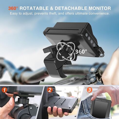 Bike Rear View Mirror with Sunshade, 8000mAh Rechargeable Battery, 4.3" HD 1080P Handlebar Bicycle Rear View Camera, 120°Wide Angle View, Night Vision, Bike Camera for Ebike, Mountain and City Bike in Saudi Arabia