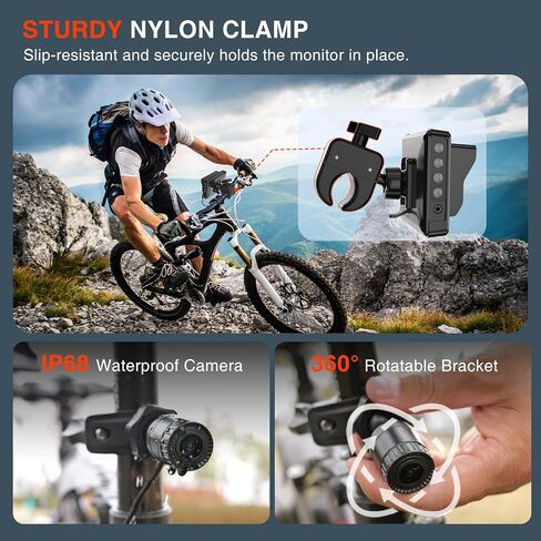 Bike Rear View Mirror with Sunshade, 8000mAh Rechargeable Battery, 4.3" HD 1080P Handlebar Bicycle Rear View Camera, 120°Wide Angle View, Night Vision, Bike Camera for Ebike, Mountain and City Bike in Saudi Arabia