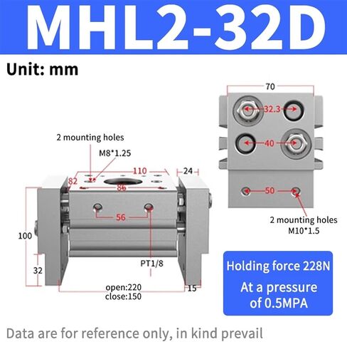 MHL2 Series MHL2-10D D1 D2 MHL2-16D MHL2-20D 32D 40D MHL2-25D 25D1 25D2 PNEUMATIC GRIPPER GRIPPER WIDE MALLINER in Kuwait