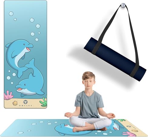 Premium Kids Yoga Mats/Exercise Mats/Play Mats with Carrying Strap – 60"x24" Non-Slip Mats with Fun Prints for Children – 3mm Thick, Dolphins, Car, and Supergirl Designs – SGS & CE Certified, PVC-Free in Saudi Arabia