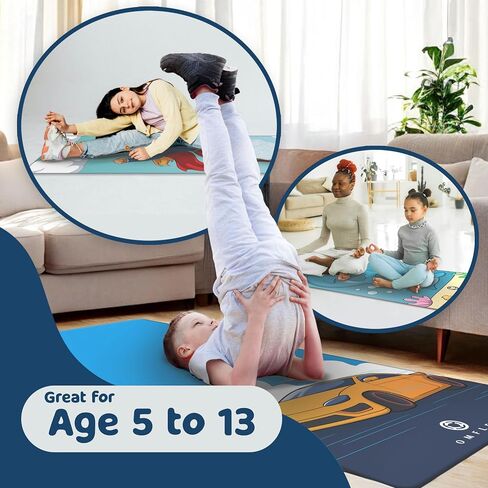 Premium Kids Yoga Mats/Exercise Mats/Play Mats with Carrying Strap – 60"x24" Non-Slip Mats with Fun Prints for Children – 3mm Thick, Dolphins, Car, and Supergirl Designs – SGS & CE Certified, PVC-Free in Saudi Arabia