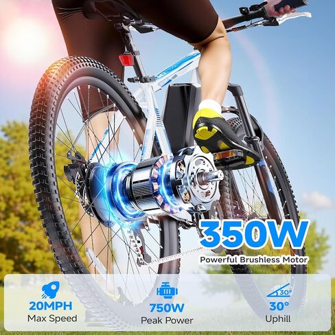 Totem Electric Bike for Adults, 750W Peak 26" Ebike for Men Women Teens with 375WH, 21 Speed, 20Mph, Up to 40Miles Front Suspension, Commuting E-Bike Mountain Bicycle in Kuwait
