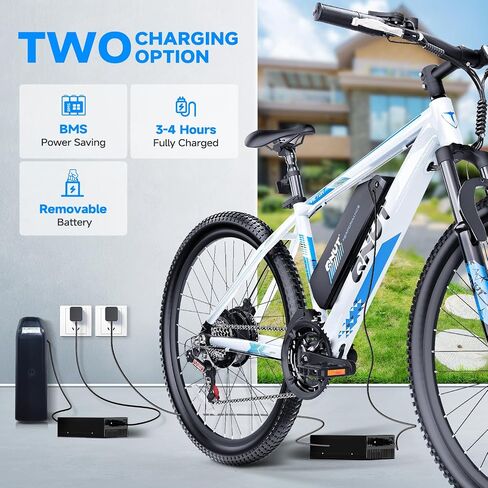 Totem Electric Bike for Adults, 750W Peak 26" Ebike for Men Women Teens with 375WH, 21 Speed, 20Mph, Up to 40Miles Front Suspension, Commuting E-Bike Mountain Bicycle in Kuwait