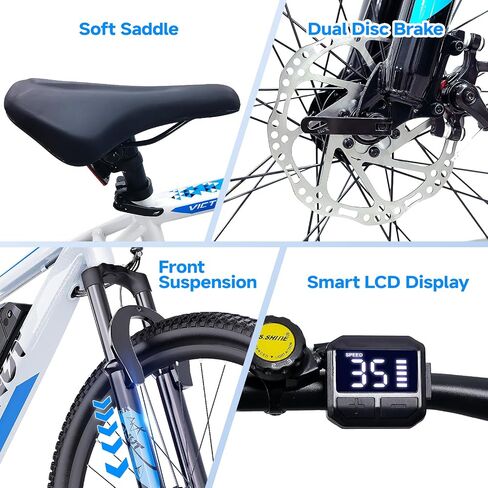 Totem Electric Bike for Adults, 750W Peak 26" Ebike for Men Women Teens with 375WH, 21 Speed, 20Mph, Up to 40Miles Front Suspension, Commuting E-Bike Mountain Bicycle in Kuwait
