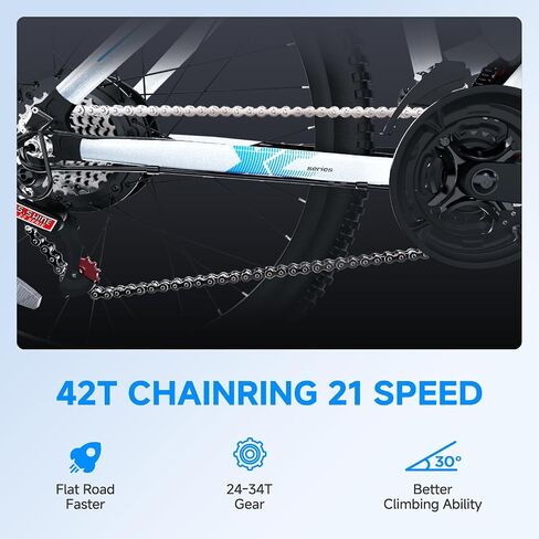 Totem Electric Bike for Adults, 750W Peak 26" Ebike for Men Women Teens with 375WH, 21 Speed, 20Mph, Up to 40Miles Front Suspension, Commuting E-Bike Mountain Bicycle in Kuwait