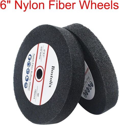 2 Pcs 6 Inch 9P Hardness Nylon Fiber Buffing Wheels, 5/8'' Arbor Hole Fiber Buffing Sanding Wheels for Bench Grinder, Table Grinder in Saudi Arabia