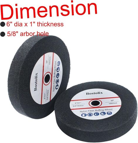 2 Pcs 6 Inch 9P Hardness Nylon Fiber Buffing Wheels, 5/8'' Arbor Hole Fiber Buffing Sanding Wheels for Bench Grinder, Table Grinder in Saudi Arabia