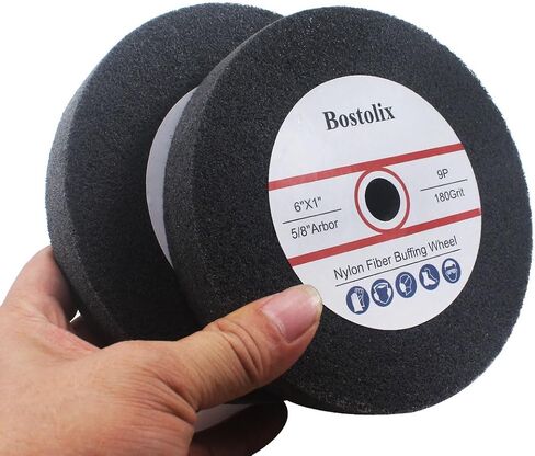 2 Pcs 6 Inch 9P Hardness Nylon Fiber Buffing Wheels, 5/8'' Arbor Hole Fiber Buffing Sanding Wheels for Bench Grinder, Table Grinder in Saudi Arabia
