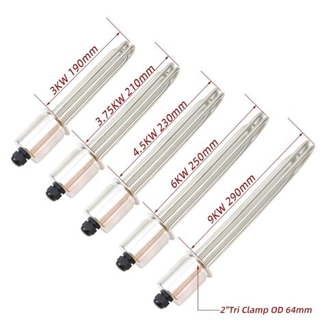All SUS304 2" Tri Clamp OD64 Stainless Steel Electrical Immersion Water Brewing Heating Element(Heater Clamp Set,220v 4500w) in Kuwait