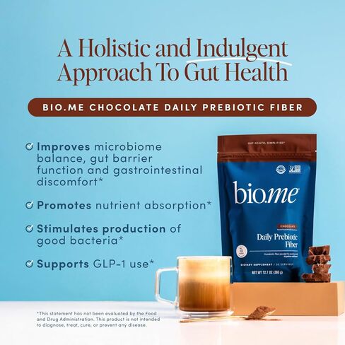Bio.me Daily Prebiotic Fiber Supplement for Digestive Health and Gut Health - Unflavored Soluble Fiber Powder for Women & Men - Non-GMO, Gluten Free, Sugar Free, Vegan - 30 Servings in Kuwait