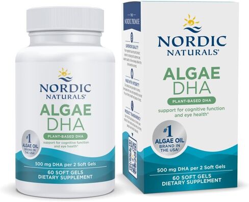 Nordic Naturals Algae DHA - 60 Soft Gels - 500 mg Omega-3 DHA - Certified Vegan Algae Oil - Plant-Based DHA - Brain, Eye & Nervous System Support - Non-GMO - 30 Servings in Saudi Arabia