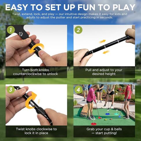 KINGTOP Adjustable Golf Putters for Men and Women, Right and Left Handed Two-Way Golf Putter Club for Kids | Teens | Adults, Putting Training Combo Pack with Putting Cup and Practice Foam Balls in Kuwait