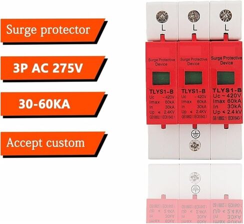Arrester Device Surge Protector B60-3P 30KA~60KA 275V 385V 420V AC SPD House Protective Low-Voltage Arrester Device 2P+N Lightning Protection (Color : B60 3P, Size : 420V) in Kuwait