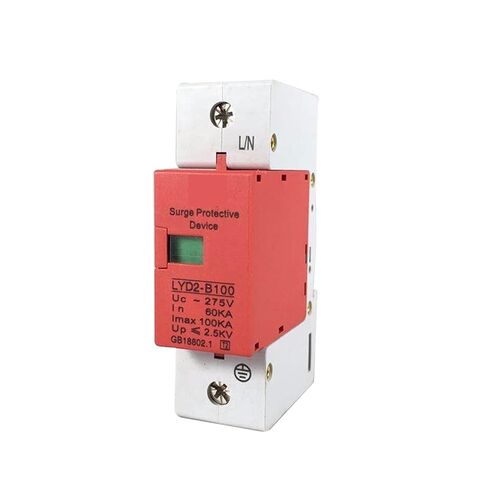 جهاز arrester B100-1P 80KA ~ 100KA ~ 275V 385V 420V AC SPD House SPRECTORTER STROUTROMER SPERTECTION DESTERCEDERDERGERTAGE ARRESTER 1P+N حماية Lightning (الحجم: 385 فولت) in Kuwait