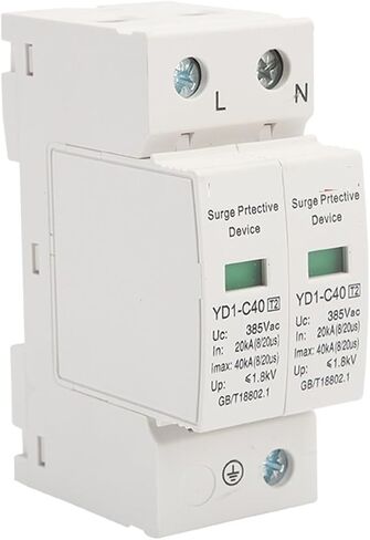 جهاز arrester C40-2P 20KA ~ 40KA ~ 275V 385V 420V AC SPD House Surge Protector Detection Low-Voltage Arrester Device 1P+N حماية Lightning (الحجم: 420 فولت) in Saudi Arabia