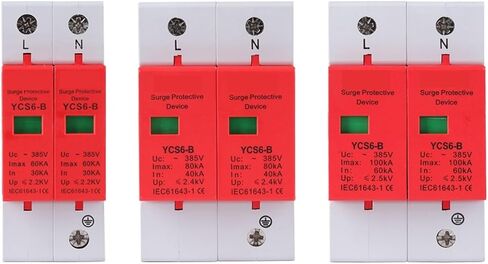 Arrester Device YCS6-B AC SPD 2P House Surge Protector Protector Protective Detection Low-Voltage Arrester Device 385V 60KA 100ka (Color: B ، الحجم: 40-80KA) in Saudi Arabia