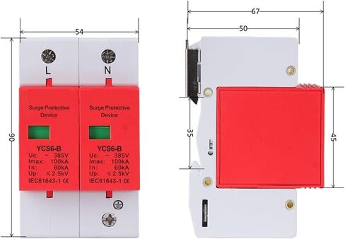 Arrester Device YCS6-B AC SPD 2P House Surge Protector Protector Protective Detection Low-Voltage Arrester Device 385V 60KA 100ka (Color: B ، الحجم: 40-80KA) in Saudi Arabia