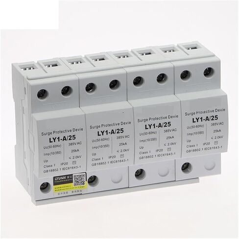 جهاز arrester 1PCS Lyunn AC 4P SPD 12.5KA 15KA 25KA 50KA 385V SURGE PROTETROMENT ON BRAWTIGE Lightning Protection Low-voltage arrester A (اللون: 4p ، الحجم: 15KA) in Saudi Arabia