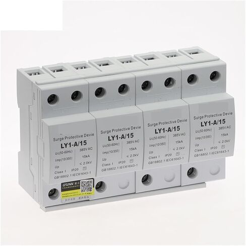 جهاز arrester 1PCS Lyunn AC 4P SPD 12.5KA 15KA 25KA 50KA 385V SURGE PROTETROMENT ON BRAWTIGE Lightning Protection Low-voltage arrester A (اللون: 4p ، الحجم: 15KA) in Saudi Arabia