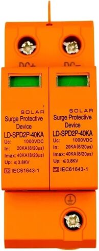 جهاز Arrester 2P DC 500V 1000V 20-40KA SPD House Risprotector Protector Detrester DIN DIN RAIN Rightning Protection (Color: 2p 1000V DC ، Size: 1 Piece) in Saudi Arabia