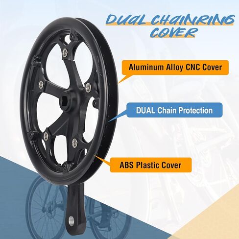 Zukka Bicycle Crankset 42/46/52 أسنان سبيكة ألومنيوم سبيكة مع غطاء مزدوج سلسلة ذراع 170 ملم للدراجة الجبلية MTB متوافق مع 6/7/8/9/10 سرعات الدراجة مربعة الدراجة in Kuwait