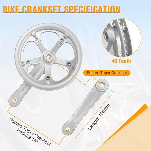 Zukka Bicycle Crankset 42/46/52 أسنان سبيكة ألومنيوم سبيكة مع غطاء مزدوج سلسلة ذراع 170 ملم للدراجة الجبلية MTB متوافق مع 6/7/8/9/10 سرعات الدراجة مربعة الدراجة in Kuwait