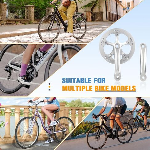 Zukka Bicycle Crankset 42/46/52 أسنان سبيكة ألومنيوم سبيكة مع غطاء مزدوج سلسلة ذراع 170 ملم للدراجة الجبلية MTB متوافق مع 6/7/8/9/10 سرعات الدراجة مربعة الدراجة in Kuwait