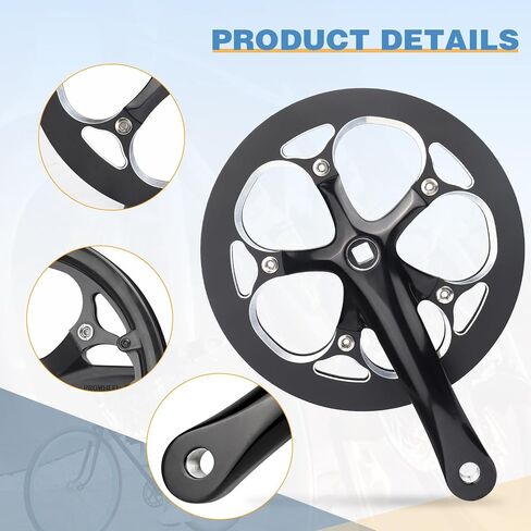 Zukka Bicycle Crankset 42/46/52 أسنان سبيكة ألومنيوم سبيكة مع غطاء مزدوج سلسلة ذراع 170 ملم للدراجة الجبلية MTB متوافق مع 6/7/8/9/10 سرعات الدراجة مربعة الدراجة in Kuwait