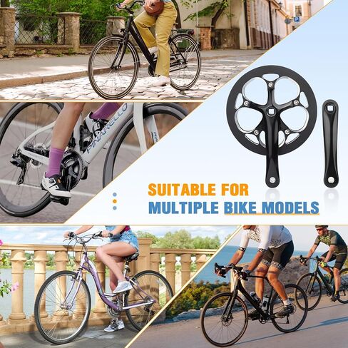 Zukka Bicycle Crankset 42/46/52 أسنان سبيكة ألومنيوم سبيكة مع غطاء مزدوج سلسلة ذراع 170 ملم للدراجة الجبلية MTB متوافق مع 6/7/8/9/10 سرعات الدراجة مربعة الدراجة in Kuwait