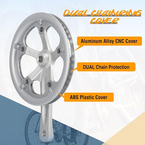 Zukka Bicycle Crankset 42/46/52 أسنان سبيكة ألومنيوم سبيكة مع غطاء مزدوج سلسلة ذراع 170 ملم للدراجة الجبلية MTB متوافق مع 6/7/8/9/10 سرعات الدراجة مربعة الدراجة in Kuwait