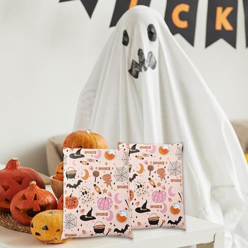 100Pcs Halloween Poly Mailers 10 x 13 Inch Pink Cartoon Spooky Pumpkin Spiderweb Packaging Bags Self Seal Mailing Envelope Bags for Small Business Clothing in Saudi Arabia