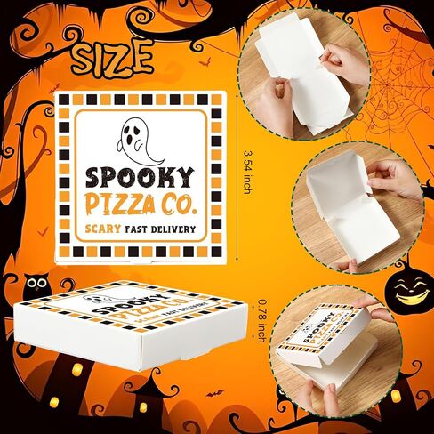 Honeydak 50 Pcs Wedding Mini Pizza Box Square Cardboard Pizza Box Small Cookie Boxes for Wedding Celebrations Party Favors(3.5 x 3.5 x 0.78 Inches) in Kuwait