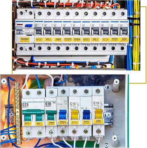 3 أوراق/387pcs تسميات قاطع الدائرة ، ملصقات قاطع ذاتية العدوى الملصقات المتينة متينة اللوحة الكهربائية سهلة قراءة لشقق المكاتب المنزلية والكهربائيين (أصفر) in Saudi Arabia