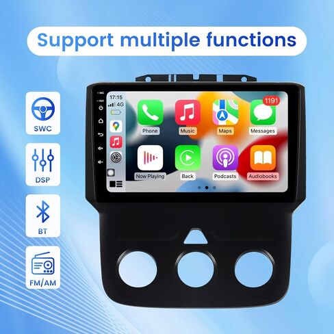 Radio for Dodge Ram 1500 2500 3500 2013 2014 2015 2016 2017 2018 2019 w/Manual AC Car Stereo Upgrade Dash Kit, 8-Core 2+32GB Android 13 9" Touch Screen with Car-Play Android Auto in Kuwait